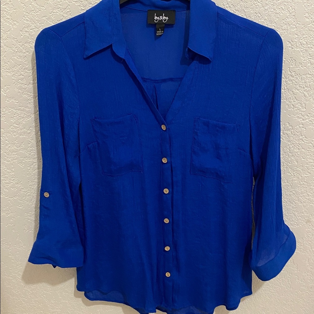 by & by Vibrant Blue Top 3/4 sleeve size L